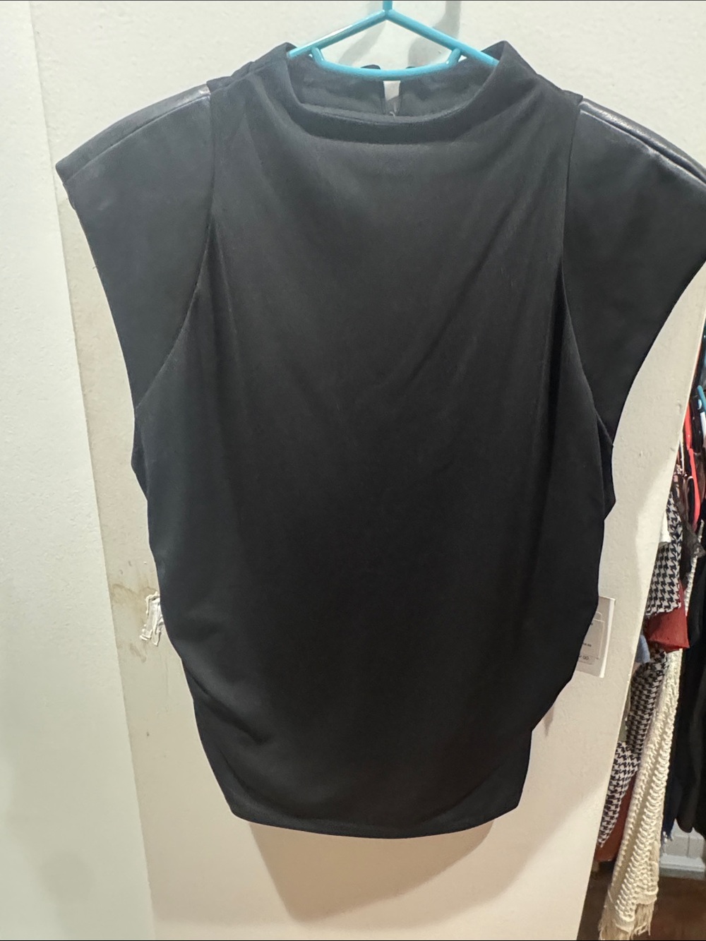 DKNY Black Sleeveless Mock Neck Top